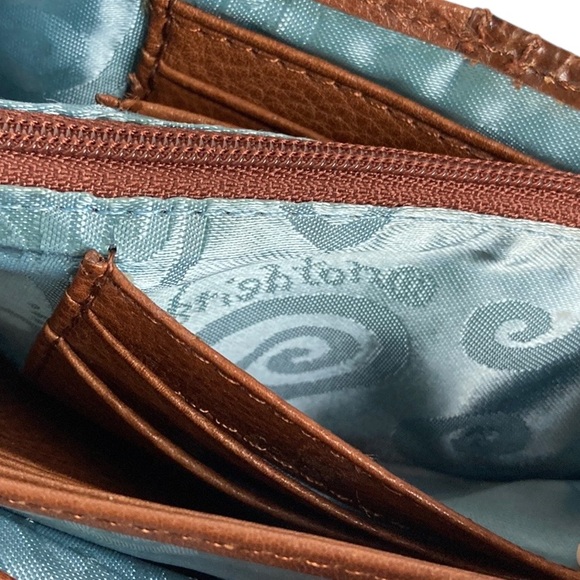 Brighton Brown Leather Fold Over Snap Clutch Wallet - Picture 9 of 13